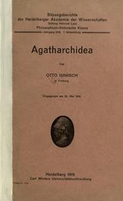 Cover of: Agatharchidea by Otto Immisch, Otto Immisch