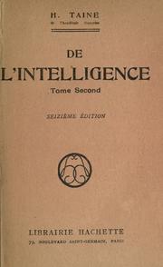 Cover of: De l'intelligence by Hippolyte Taine