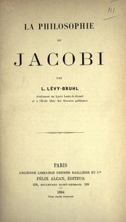 Cover of: La philosophie de Jacobi by Lucien Lévy-Bruhl