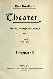 Cover of: Theater by Max Eugen Burckhard