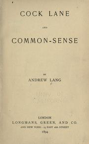 Cover of: Cock Lane and common-sense by Andrew Lang
