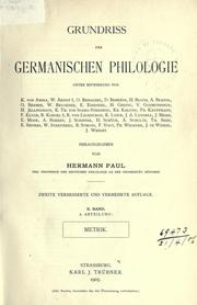 Cover of: Grundriss der germanischen Philologie by unter Mitwirkung von K. von Amira, W. Arndt [u.a.] ; hrsg. von Hermann Paul.
