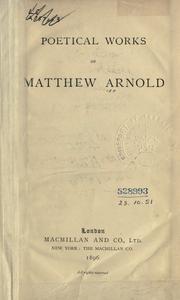 Cover of: Poems by Matthew Arnold