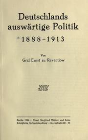 Cover of: Deutschlands auswärtige Politik, 1888-1913