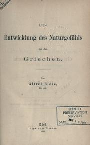 Cover of: Die entwicklung des naturgefühls bei den Griechen und Römern.