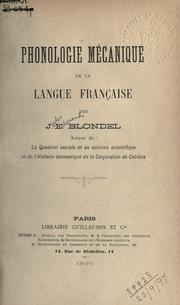Cover of: Phonologie mécanique de la langue française.