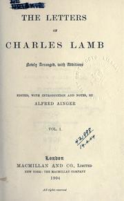 Cover of: Letters, newly arr., with additions. by Charles Lamb