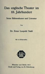 Cover of: Das englische Theater im 19. Jahrhundert by Ernst Leopold Stahl
