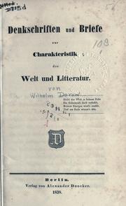 Cover of: Denkschriften und Briefe zur Charakteristik der Welt und Litteratur.