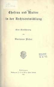Cover of: Ehefrau und Mutter in der Rechtsentwicklung: eine Einführung