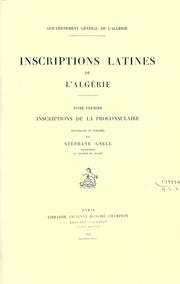 Cover of: Inscriptions latines de l'Algérie. by Stéphane Gsell