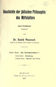 Cover of: Geschichte der jüdischen Philosophie des Mittelalters