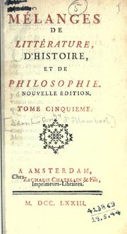 Cover of: Mélanges de littérature, d'histoire, et de philosophie. by Jean Le Rond d'Alembert