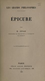 Cover of: Épicure by Emmanuel Joyau