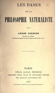 Cover of: bases de la philosophie naturaliste.