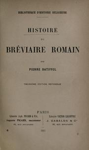 Cover of: Histoire du Bréviaire romain by Pierre Batiffol