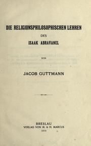 Cover of: religionsphilosophischen Lehren des Isaak Abravanel.