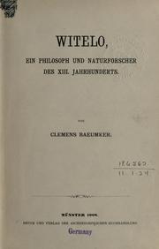 Cover of: Witelo by Baeumker, Clemens