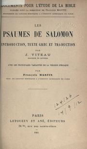 Cover of: Les psaumes de Salomon