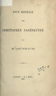 Cover of: Neue Beiträge zur Semitischen Sagenkunde.