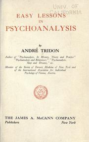Easy lessons in psychoanalysis by André Tridon