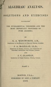 Cover of: Algebraic analysis by George Albert Wentworth