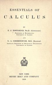 Cover of: Essentials of calculus by Townsend, E. J.