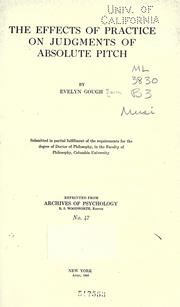 Cover of: The effects of practice on judgments of absolute pitch by Evelyn Bacon