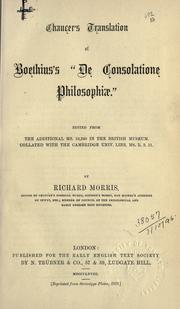 Cover of: Chaucer's translation of Boethius's "De consolatione philosophiae" by Boethius
