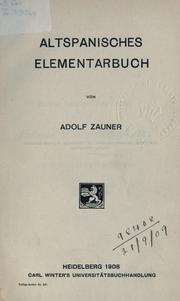 Cover of: Altspanisches Elementarbuch