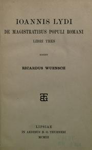 Cover of: De magistratibus populi romani libri tres by Johannes Laurentius Lydus