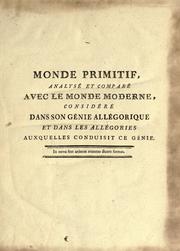 Cover of: Monde primitif by Antoine Court de Gébelin
