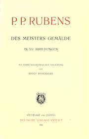 Cover of: P. P. Rubens: des Meisters Gemälde in 551 Abbildungen