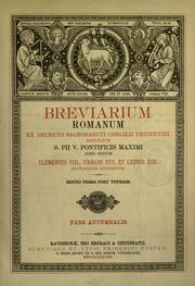 Cover of: Breviarium romanum ex decreto sacrosancti Concilii tridentini restitutum by Catholic Church