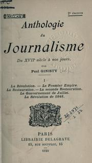 Cover of: Anthologie du journalisme du 17e si©·cle © nos jours. by Paul Ginisty