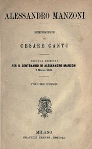 Cover of: Alessandro Manzoni: reminiscenze di Cesare Cantù.  2. ed.