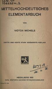 Cover of: Mittelhochdeutsches Elementarbuch.
