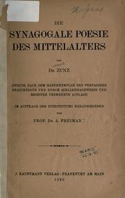 Cover of: Die synagogale Poesie des Mittelalters by Leopold Zunz