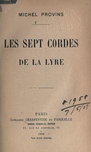 Cover of: Les sept cordes de la lyre [par] Michel Provins. by Gabriel Lagros de Langeron, Gabriel Lagros de Langeron