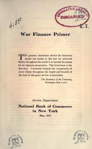Cover of: War finance primer ....