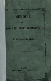 Cover of: Mémoire sur la langue des gloses malbergiques.