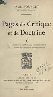 Cover of: Pages de critique et de doctrine.