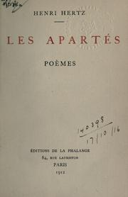 Cover of: Les apartés by Henri Hertz