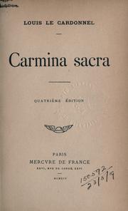 Cover of: Carmina sacra.