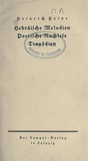 Cover of: Hebräische Melodien: Poetische Nachlese : Tragödien