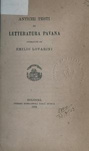 Cover of: Antichi testi di letteratura pavana.