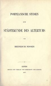 Cover of: Pompeianische Studien zur Städtekunde des Altertums by Nissen, Heinrich