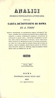 Cover of: Analisi storico-topografico-antiquaria della carta de' dintorni di Roma by Antonio Nibby