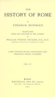 Cover of: The history of Rome, Volume I by Theodor Mommsen