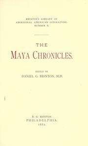 Cover of: The Maya chronicles.
